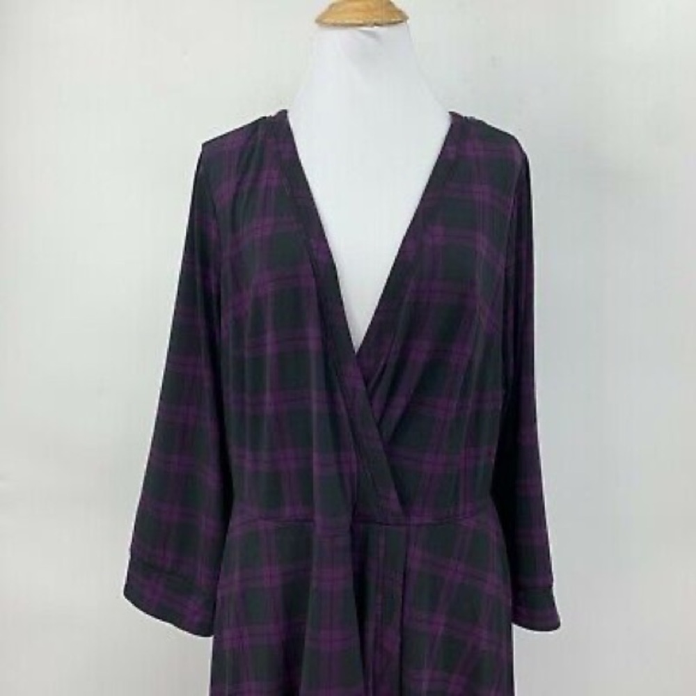 Purple and black plaid dress 1X